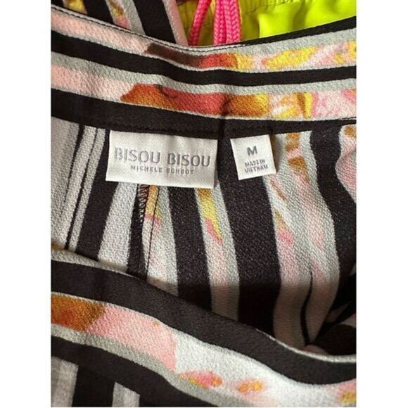 Bisou Bisou Striped High Waisted Wide Leg Pants Medium - Picture 4 of 5